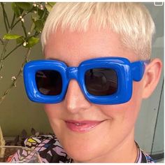 This Summer Oversized Sunglasses Is A Must To Brighten Up Your Outfit . High Quality Frames Thank You For Shopping With Us Fun Blue Sunglasses For Parties, Fun Blue Sunglasses For Party, Retro Blue Sunglasses For Party, Blue Retro Plastic Sunglasses, Retro Blue Plastic Sunglasses, Blue Tinted Fun Sunglasses, Blue Fun Sunglasses With Tinted Lenses, Fun Blue Tinted Sunglasses, Retro Blue Sunglasses For Spring