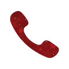 a red phone with snowflakes on it is in the shape of a letter