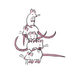 three mice sitting on top of each other in the shape of a mouse and rat