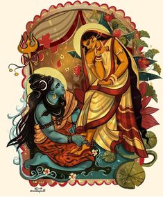 Shiv Parvati, My 2023, Bengali Art, Human Figure Sketches, Durga Painting, Canvas Painting Tutorials, Indian Painting, Hinduism Art, Vedic Art