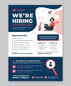 Company Job Hiring Flyer Design Template Job Vacancy Poster Template, Job Announcement Design, Job Posting Template, Job Flyer Design, Job Ads Design, Business Flyers Designs, Recruitment Flyer Design, Job Opening Poster, Job Advertisement Poster