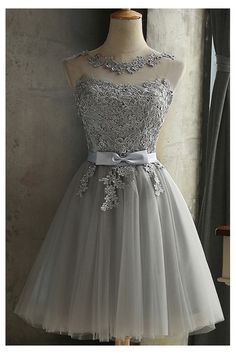 10% off now! Shop grey lace short tulle homecoming dress sleeveless with sash online. Sheprom offers formal, party, casual & more style dresses to fit your special occasions. Lace Graduation Dress, Grey Lace Shorts, Tutu En Tulle, Dama Dresses, Tulle Homecoming Dress, Short Party Dress, Evening Dresses Short, Short Prom Dress, Short Bridesmaid Dresses