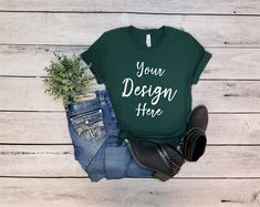 Mock Up, Forest Green, Bella Canvas, Unisex Shirt, Digital Image, Mockup, Gender Neutral, Graphic Tees, Branding