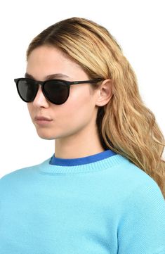 A rounded cat-eye shape distinguishes versatile sunglasses etched with subtle logo details on the temples and polarized lenses. 54mm lens width; 19mm bridge width Injected polycarbonate Imported Best Sunglasses For Round Face, Sunglasses For Round Face, Best Sunglasses, Eye Shape, Indie Kids, Eye Shapes, Polarized Lenses, Round Face, Girly Girl