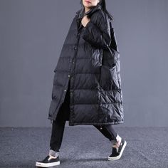 Loose large size long paragraph large pocket down jacket