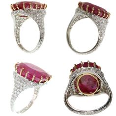 Exquisite Ruby Ring With 17 Jewels, Luxury Ruby Diamond Ring With Rose Cut Diamonds, Exquisite Ruby Ring For Formal Occasions, Formal Ruby Ring Fine Jewelry, Vintage Gia Certified Ruby Ring For Formal Occasions, Formal Ruby Cluster Ring, Fine Jewelry Ruby Ring For Formal Occasions, Formal Ruby Birthstone Ring, Antique Oval Ruby Ring With Brilliant Cut