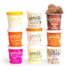 an assortment of ice creams with different flavors