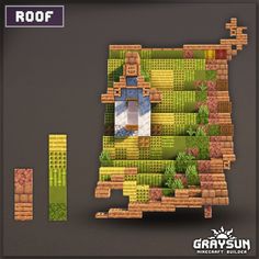 an image of a map made out of bricks and grass with the words roof on it