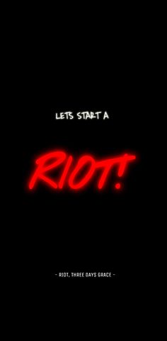 the words riot written in red on a black background