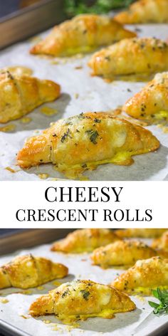 cheesy crescent rolls with cheese and herbs on top