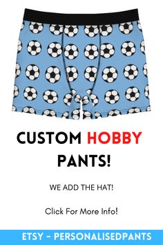 Your hobby on pants. Why not treat someone you love this Christmas to some new pants. Tell us a hobby that you would like on the pant and our designers will turn it into a graphic and put in on your pants. #Personalised Boxers #gifts for men #funny gifts #gifts for boyfriend #gifts for husband #funny gifts for dad #christmas gifts for him #boyfriendchristmasgifts Gifts For Dad Christmas, Dad Christmas Gifts, 30th Birthday Men, For Boyfriend Gifts, Funny Boyfriend Gifts, Custom Boxers, Husband Funny, Funny Boxer