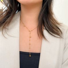 Coco Lariat Necklace is a dainty Y-shaped necklace with a flirtation of beads along the chain. This gorgeous necklace is stainless steel with gold plating, and it will not tarnish with minimal care. This chic, minimalist necklace will be something you wear daily! Gold Plating on Stainless Steel. Waterproof. LAST CHANCE = FINAL SALE Lariat Necklace, Minimalist Necklace, Gorgeous Necklaces, Last Chance, Gold Plating, Final Sale, Arrow Necklace, Coco, Gold Plate