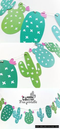 cactus paper garland is hanging from a string