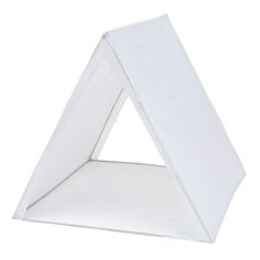 an open white tent on a white background