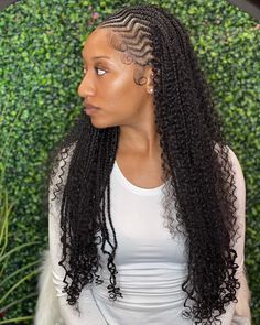 Cornrow All Back Hairstyles, Micro Cornrows, Half Cornrows Half Braids, Half Cornrows Half Curly Weave, Half Braids, Cornrows With Box Braids, Hair Braid Designs, Vacation Hair