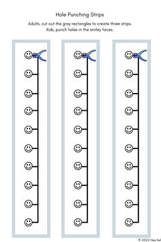 the printable worksheet for hole punching strips with smiley faces on them