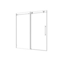 a line drawing of a sliding glass shower door