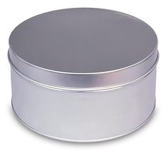 a round metal container on a white background