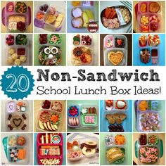 lunch boxes filled with different types of food and the words non - sandwich school lunch box ideas