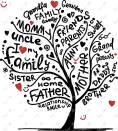 a family tree with names and hearts on it for father's day or valentine's day