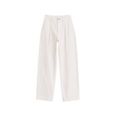 Rag & Bone straight-leg trousers with a pleated front in white denim Side seam pockets; single back patch pocket High rise Loose fit Full length Button/zip fly; belt loops Cotton Machine wash cold Imported White Casual Jeans With Belt Loops, Spring White Chinos With Pockets, White Spring Chinos, Spring White Chinos, White Classic Wide Leg Pants With Pockets, Classic White Wide Leg Pants With Pockets, Classic White Wide Leg Pants With Welt Pockets, White Straight Leg Pants With Belt Loops, White Cotton Wide Leg Pants With Belt Loops