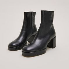 Condition: Brand New | Never Worn Fall For Our Vanves Boots! Their Square Toe And Platform Will Take You From Day To Night! Their Simple, Clean Lines Will Go Perfectly With Your Winter Wardrobe. Heel : 7 Cm Upper Height: 14,5 Cm Calf Circumference : 26 Cm Made In : Portugal Aged Leather | Vanves Size 40 ** The Last 4 Pictures Are Actual Pictures Of The Boots ** Comes With Dust Bag Sleek Platform Boots With Stacked Heel And Round Toe, Sleek Platform Boots With Round Toe, Sleek Medium Width Platform Boots With Round Toe, Sleek Medium Width Round Toe Platform Boots, Black Boots Short, Platform Boots, Winter Wardrobe, Clean Lines, Black Boots