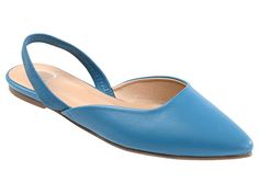 Journee Collection Mallorca - Women's Flat Shoes : Blue : The Journee Collection Mallorca Flats are a total throwback from the 90s! This effortless pair features faux leather with a deep V detail at the topline. With an almond-toe silhouette and a super-soft padded footbed, you'll find yourself wearing them with everything. Faux leather upper. Faux leather lining. Slip-on style. Slingback closure. Padded footbed for enhanced comfort. Signature brand detailing on the insole. Polyurethane outsole. Spring Flats With Padded Heel, Fitted Synthetic Flats For Spring, Spring Synthetic Flats With Arch Support, Spring Almond Toe Flats With Arch Support, Spring Faux Leather Flats Medium Width, Spring Faux Leather Medium Width Flats, Spring Medium Width Faux Leather Flats, Spring Flats With Arch Support, Spring Faux Leather Flats With Almond Toe