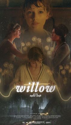 the movie poster for willow with two women and one man in front of an image of flowers