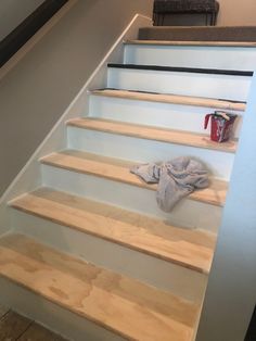 the stairs are being built with plywood boards