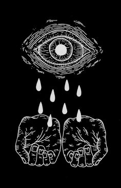 an image of two hands with tears coming out of their palms and the eye above them