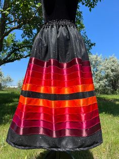 Ribbon Skirts Black, Red Ribbon Skirts Native American, Black Ribbon Skirt, Jingle Dress Ideas, Ribbon Dress Native American, Native Ribbon Skirts