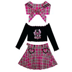 Lolita Kawaii Plaid High Waist Pleated Sailor JK Uniform Suits MM0639 - KawaiiMoriStore Kawaii Swimsuit, Dark Academia Clothing, Cottagecore Fashion, Kawaii Dress, Sailor Collar, Maid Dress, Princess Style, Kawaii Clothes, Style Streetwear