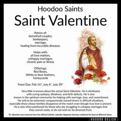 Hoodoo Saints - Saint Valentine Hoodoo Saints, Folk Magic