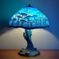 a lamp that is on top of a table