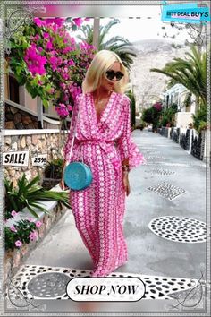 Women's Swing Dress Maxi Long Dress 3/4 Length Sleeve Geometric Print Spring Summer Boho Flare Cuff Sleeve Blushing Pink Green Maxi Long Dress, Summer Boho, Dress Maxi, Boho Summer, Beach Dress, Long Maxi Dress, Cuff Sleeves, Swing Dress, Geometric Print