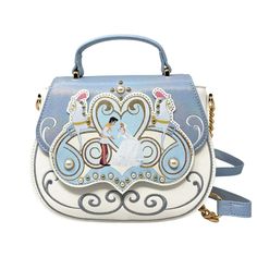 Danielle Nicole Disney Cinderella Wedding Top Handle Crossbody Still In Plastic "And They All Lived, Happily Ever After." Looks Like Cinderella's Heart Made A Wish, And That Dream Became True! Take A Bow And Celebrate The Royal Wedding Of Cinderella And Prince Charming With The Danielle Nicole Disney Cinderella Wedding Top Handle Crossbody. This Bag Features A Cream Base With A Gorgeous, Blue Holographic Top And Straps. You'll Also Find Beautiful Embroidered, Applique, Printed, Gold Hardware And Cinderella And Prince, Danielle Nicole Disney, Cinderella And Prince Charming, Cute Crossbody Bags, Cinderella Wedding, Danielle Nicole, Disney Cinderella, Loungefly Bag, Best Purses