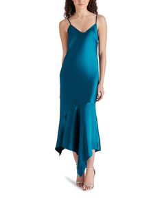 Woven 100% Polyester Imported This item can only be returned by mail & not in store Dress Royal Blue, Dress Royal, Royal Blue Dresses, Handkerchief Hem, Dress Satin, Satin Slip Dress, Satin Slip, Little White Dresses, Midi Maxi Dress