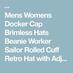 Mens Womens Docker Cap Brimless Hats Beanie Worker Sailor Rolled Cuff Retro Hat with Adjustable American Hat Makers, American Hat, Retro Hat, Sailor Cap, Hats Beanie, Brimless Hat, Retro Hats, Cap Hats, Men Hats