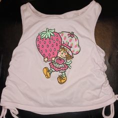 Nwot Strawberry Shortcake Light Pink Cropped Sleeveless Shirt With Rouched Sides. Size Adult Small. Inspo Board, Pinterest Outfits, Source Unknown, Sleeveless Shirt, Product Photos, Strawberry Shortcake, Manga Anime, Light Pink, Casual Outfits