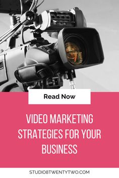 a camera with the words video marketing strategy for your business on it and an image of a