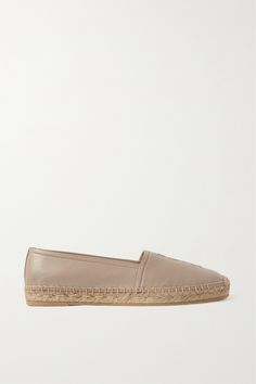 SAINT LAURENT's espadrilles have been made in Spain from beige leather. Embossed with the label's iconic 'YSL' logo, they're set on classic jute soles reinforced with rubber. Pair yours with cropped jeans. Saint Laurent Espadrilles, Ysl Logo, White Wedges, Black Espadrilles, Leather Espadrilles, Saint Laurent Shoes, Beige Shoes, Espadrille Shoes, Espadrilles Wedges