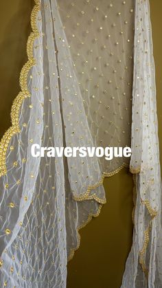 This is net dupatta with mirror embroidery and lace border on long sides Can be used on any suit or lehenga . Must have  dupatta in your wardrobe which can elevate the look if any matching suit or lehenga. Mirror Work Dupatta Designs, White Dupatta Designs, White Net Dupatta, Indian Mirror Work, Mirror Work Dupatta, Indian Mirror, Dupatta Designs, Dupatta Design, Bridal Dupatta