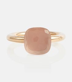 Nudo 18 Kt Gold Ring With Rose Quartz in Pink - Pomellato | Mytheresa Pomellato Jewelry, Pomellato Ring, Prasiolite Ring, Chrysoprase Ring, Jewelry Staples, Rose Gold Quartz, Rose Quartz Ring, Rose Gold Band, Lemon Quartz