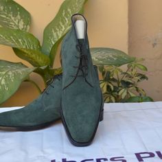 Handmade Green Genuine Suede Leather Chukka Boot on Storenvy Quality Leather Boots, Jodhpur Boots, Leather Chukka Boots, Custom Design Shoes, Handmade Leather Shoes, Chukka Boot, Handmade Shoes, Handmade Leather, Chukka Boots