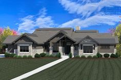 this is an artist's rendering of the front elevation of these houseplans