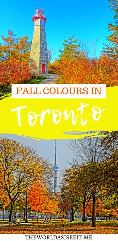 fall colors in toronto, canada with text overlay