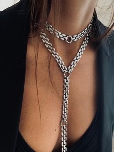 Long Drop Necklace, Silver Lariat Necklace, Edgy Necklace, Chunky Gold Necklaces, O Ring Choker, Statement Necklace Gold, Lariat Necklace Silver, Chunky Choker, Mode Instagram