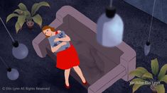 girl, animation, animated, anime, loneliness, alone, interior, sofa, lamp, Short Film, Art Videos, Digital Camera, Animated Gif, Film