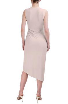 Make an undeniable contemporary style statement in this sleeveless sheath dress that embraces asymmetric design. Asymmetric neck Sleeveless 95% polyester, 5% spandex Machine wash, dry flat Imported Evening Sleeveless Bodycon Asymmetrical Dress, Sleeveless Bodycon Asymmetrical Dress For Evening, Fitted Sleeveless Asymmetrical Elastane Dress, Chic Midi-length Sleeveless Elastane Dress, Chic Sleeveless Midi Dress In Elastane, Chic Asymmetrical Sleeveless Bodycon Dress, Chic Bodycon Sleeveless Asymmetrical Dress, Elegant Sleeveless Bodycon One-shoulder Dress, Elegant One Shoulder Sleeveless Bodycon Dress