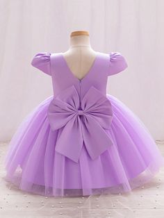 Elegant Mesh Baby & Toddler Formal Party Dresses For Birthday, Wedding, Baptism Purple   Short Sleeve Woven Fabric Plain Fit and Flare Non-Stretch  Baby Girls Clothing, size features are:Bust: ,Length: ,Sleeve Length: Bow Cakes, Formal Party Dress, Girls Party Dress, Girl Party, Formal Party, Kids Sleepwear, Inspiration Mode, Tutu Dress, Birthday Dresses